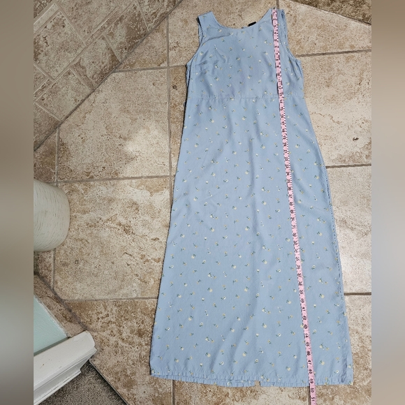 Vintage GAP Blue Floral Midi Dress Size 6 Rayon Sleeveless Cottagecore Festival - Picture 7 of 7